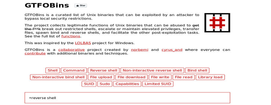 GTFOBins - Search for Unix binaries